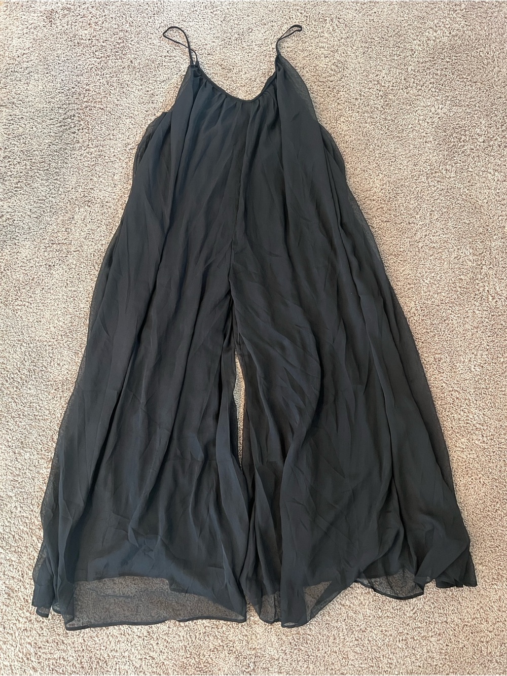 Elegant Black Spaghetti-Strap Wide Leg Jumpsuit